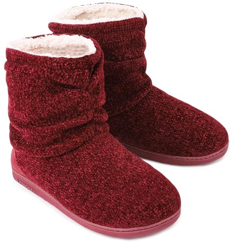 LongBay Women Slipper Boots Warm Memory Foam Indoor Outdoor House Shoe Gift | Elegant Chenille, Plush Fleece Lining, Cushioned Support, Non-Slip, Gift, Home Lounging, Walking & Shopping, Indoor Outdoor
