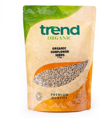Trend Organic Sunflower Seeds, 1kg - Packed with Healthy Fats, Rich in Protein and Fibre, Loaded with Vitamin E, Magnesium and Selenium, Certified Organic Vegan Snack, Non-GMO, No Additives, Raw