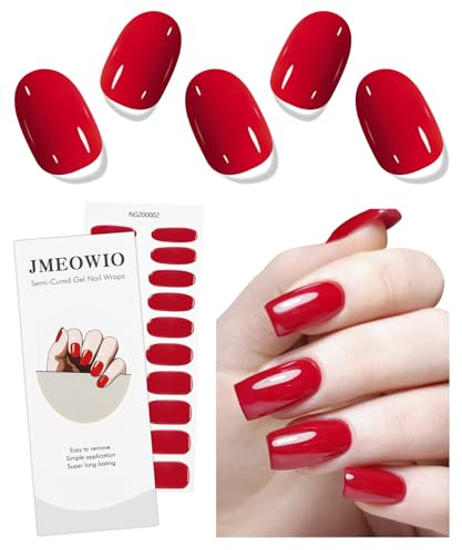 JMEOWIO Adesivi Unghie Gel Rosso - Nail Stickers UV, Decorazioni Unghie, Nail Art Disegni
