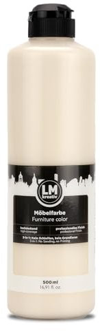 LM-Kreativ Vernice per mobili 500 ml – sabbia – vernice per mobili ad alta copertura per interni ed esterni | Colore per mobili senza fiocchi | Colore per cucina/fronte cucina | Inodore e rispettoso