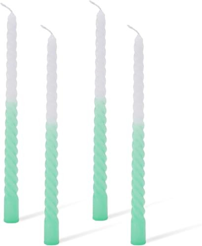 10'' Dinner Candles, 4 Pcs Gradient Spiral Candles Twisted Candles, Non Drip Candle Sticks Long Candles for Valentine's Day Birthday Party (Green)