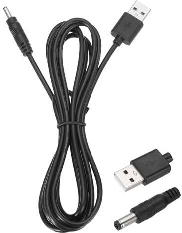 QUARKZMAN USB till DC-strömkabel 3 A 5 V DC-strömkabel 3,5 mm x 1,35 mm kontakt laddningskabel adapter för fläkt kamera telefon surfplattor enheter (6,6 ft/2 m, svart)