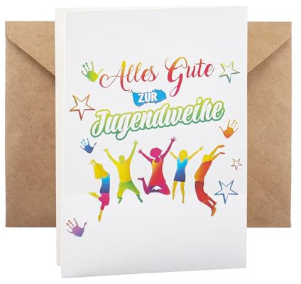 Qaziuy Jugendweihe Karte, Glückwunschkarte Jugendweihe mit Umschlag Jugendweihekarten Mädchen & Jungs Jugendweihe Geldgeschenke für Jungen Mädchen