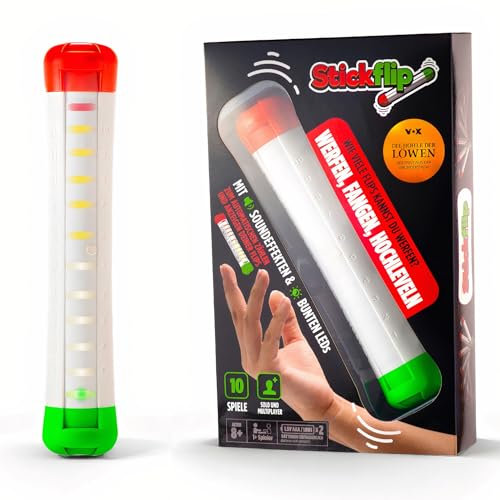 Stickflip Wie viele Flips Kannst du Werfen? | Die selbstzählende Flip Challenge | 10 Skill Spiele jeweils mit Highscore | Cooles Spielzeug für Kinder Teenager & Erwachsene | Solo und Multiplayer