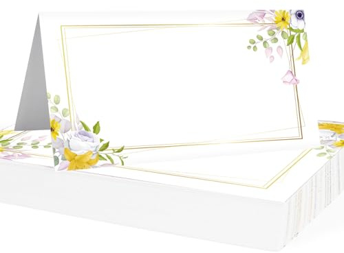 100 stycken bröllop bordskort med elegant design, namnkort för skrivning, bordsdekoration platskort för bröllop födelsedag konfirmation nattvardsgång dop högtid (100 x 90 mm)