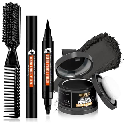 Relleno de lápiz de barba para hombre, doble extremo, con punta de microhorquilla, bolígrafo y cepillo para barba, cobertura de larga duración, acabado natural, reparación de bigote masculino, forma