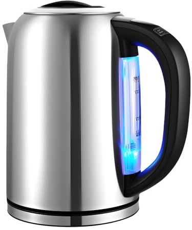 Bollitore con regolazione della temperatura (45 °C a 90 °C), in acciaio inox, 1,7 litri, 100% senza BPA, a scelta della temperatura, con funzione di mantenimento del calore