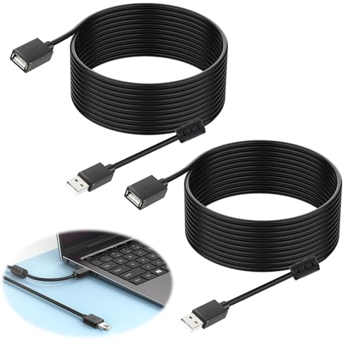 Lueden 2 Pack USB 2.0 Extension Cord 2M Type A Male to A Female Extender Cable High Speed Data Transfer USB Extension Cable for Card Reader Printer Keyboard Camera Hard Drive Scanner, Black