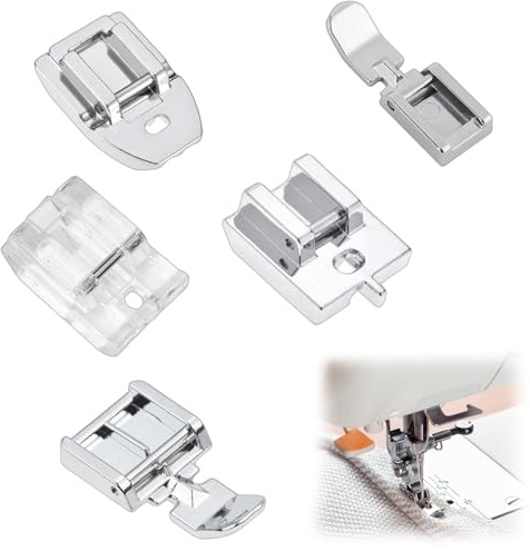 LZPLJLWS Piedini premistoffa per Macchina da Cucire 5 Pezzi compatibili con Modelli Singer Brother Janome universali in Acciaio e plastica per Cuciture Professionali e Zip nascoste