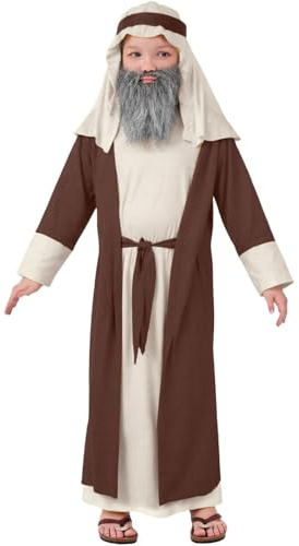 Set di Costumi da Pastore Medievale per Bambini Costume Pastore Del Presepe Costume da Bambino Pastore Tunica Rappresentazione della Natività Costumi diCarnevale 3-12 Anni (Yellow, 8-12 Years)