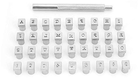 Generic Juego de Sellos de Cuero de 36 Piezas de 13 Mm, 26 Letras y 10 Números para Herramienta de Artesanía de Cuero con Antideslizante (3,5 mm)