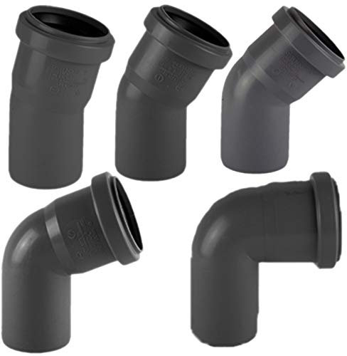 MegaHaustechnik HT Bogen Winkel 87° Grad Rohr Außendurchmesser 125mm 12,5cm DN125 Steck Muffe Gummi Dichtung Kanalrohr Abwasser Abfluss Leitung Lüftung HTB Fitting Entwässerung Kunststoff PP grau