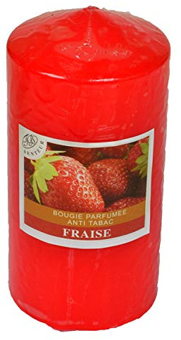 Candela votiva decorativa grassa, profumata, anti fumo, candele per la decorazione degli interni della tua casa e per creare un ambiente d'atmosfera. Rosso, Parfun Fragola 7,5 x 15 cm Durata 60 ore
