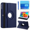 Funda para Samsung Galaxy Tab 4 10.1 Inch 2014 SM-T530 SM-T531 SM-T535,360 Rotación Soporte Protección Cubrir Casos,Estuche de Tableta,Tener bolígrafo,Película Protectora (Deep Blue)