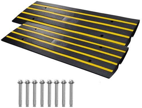 VEVOR Rubber Curb Ramps for Driveway, 2 Pack Threshold Bridge, 33069 lbs Load Capacity, 2.5 Rise, with Reflective Safety Strips, Ideal for Cars, RVs, Scooters and Motorcycles to Prevent Car Scraping