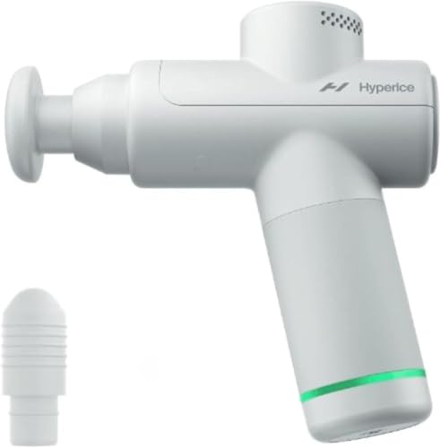 Hyperice Hypervolt Go 2 – Arktisgrau – Mit Quiet Glide-Technologie – Handgehaltene Percussion-Massagepistole – 3 Geschwindigkeiten, 2 austauschbare Köpfe