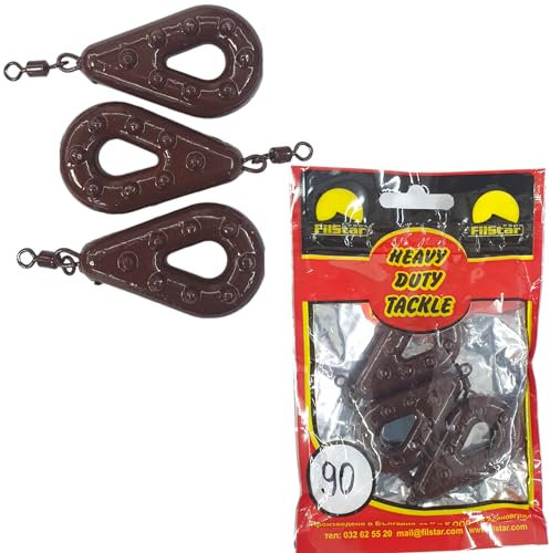PRO FILSTAR Grundblei Angeln Set 3 x 90g - Gripper Angeln Blei mit Wirbel - Angel Bleie Set - Grundangeln - Birnenblei - Blei Gewicht - Angelblei - Fishing Weights - Bleigewichte – Karpfenblei Kit