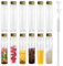 Prebarfun 12 PCS Tubes à Essai en Plastique, 110 ML Bouteille Sensorielle, Tube Plastique Transparent avec Bouchon, avec Brosse de Nettoyage et Entonnoirs, pour Fleurs, Bonbons, Épices