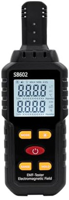Mcbazel 3 en 1 Medidor Digital EMF, Probador de Radiación Electromagnética con Pantalla LCD retroiluminada, Dispositivo LCD portátil, Mini Detector EMF para uso en el Hogar, Oficina, Exteriores