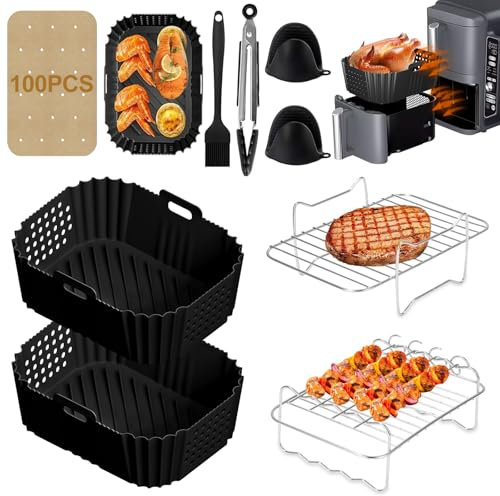 BUOAZR Airfryer Zubehör für Ninja Double Stack XL SL400EU, Heißluftfritteuse Silikonform für Foodi Max Dual Zone AF300EU AF400EU 7.6L-9.5L, Innsky, Princess Heißluftfritteuse, Air Fryer Accessories