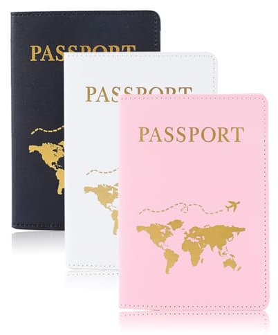 EIHI 3 Stücke Passport Hülle, Reisepasshüllen, Passport Holder für Damen Herren, Schutzhülle, Geeignet für Damen, Herren, Reisepässe, Kreditkarten, Personalausweise und Reisedokumente