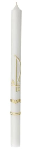 Holyart Velas, cirios, velones: Cirio Bautismo XP blanco oro 400x30 mm