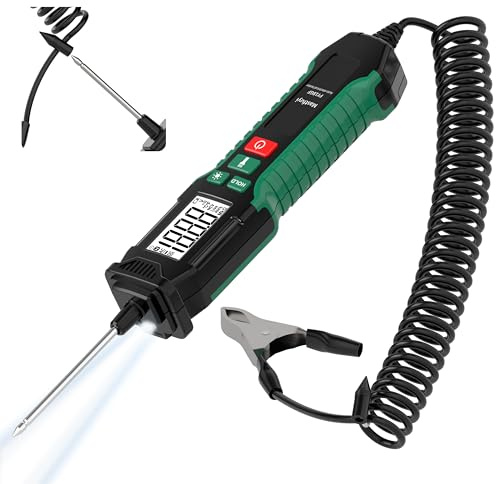 Mastfuyi Tester di tensione per auto Smart Circuit Tester, Tester di tensione per auto 0,8V - 100V DC, Lampada di prova digitale per auto con torcia, Misura polarità e continuità, per batteria auto