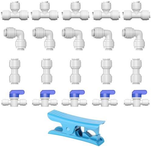 UCLEVER 21 Piezas Kit de montaje de riego por goteo de 4/7mm pulgadas OD de conexión rápida para conectar para sistema de riego de jardín, tubo de agua