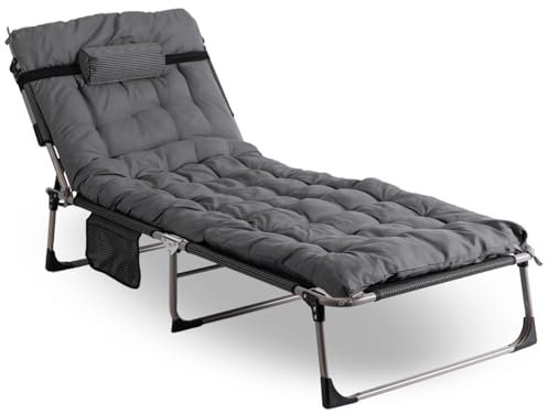 MEBEL ELITE Feldbett Gästebett Klappbar 190x73 Zentimeter – Reisebett Erwachsene mit Verstellbarer Rückenlehne – Klappbett Camping – Outdoor Bett für Garten, Balkon, Schlafzimmer