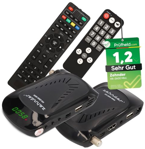 [ Test SEHR GUT, Note 1.2 *] Zehnder HX 2600 Mini Digital Sat Receiver + Senioren Fernbedienung, mit Aufnahmefunktion, Full HD fähig, HDMI, für Satellitenschüssel Satelliten Satellit TV Fernseher