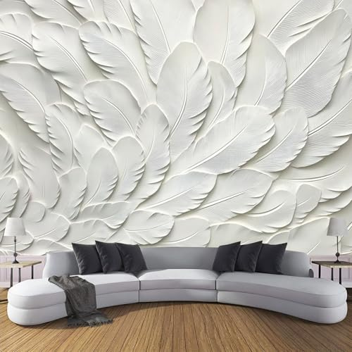 ANALTIRCE Fotomurale 3D Carta Da Parati Fotografia Piume Bianche 150×105cm Carta Da Parati Camera Letto Moderna Rilievo Consistenza Animali Fotomurali Murales Poster Gigante Moda Decorazione Da Muro