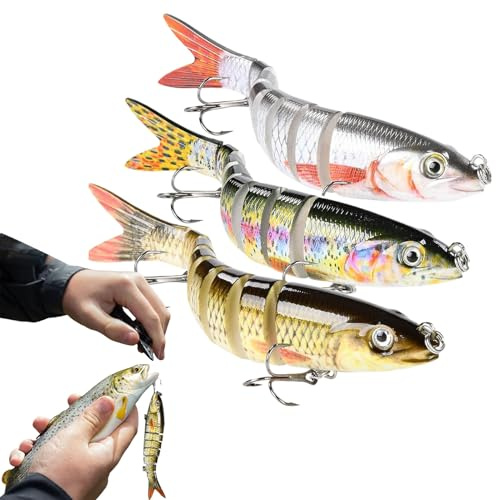 Mxshc Cebo para De Lucio | 3 Piezas Cebo Natación Realista Trucha,Accesorios Portátiles Aficionados Hombres Río Lago Mar Bagre Percasol