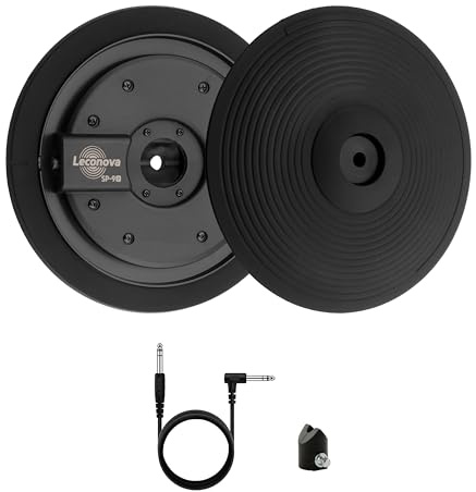 Leconova E-Cymbal Pad 2/3-Zone Compatible with Roland (9 2-Zone) | Full rubber surface, 2-zone (bow/edge), realistic swing, stereo TRS jack. Fits major e-drum modules