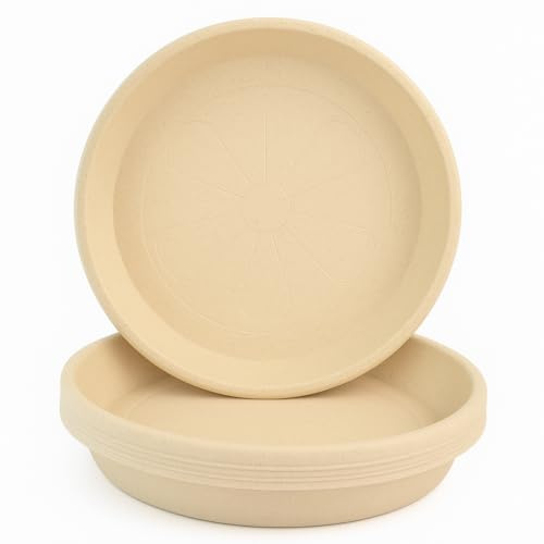 Home Garden Ornaments Plant Pot Saucers 27cm Diameter Beige Marble Set of 5 – Durable Plastic Plant Pot Saucer – Round Plant Saucer for House Plants – Plastic Plant Tray (Ø27cm, Beige Marble)