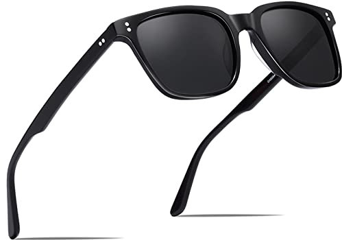 CARFIA Vintage Polarisierte Sonnenbrille Damen UV400 Schutz, Quadratische Sonnenbrille mit Acetatrahmen