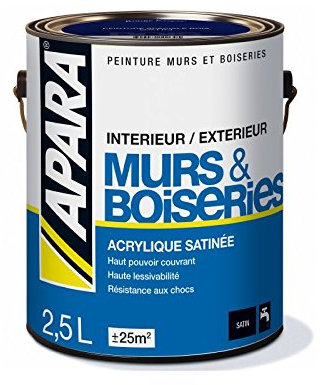 Peinture intérieure couleur, acrylique satinée 2.5 litres Blanc