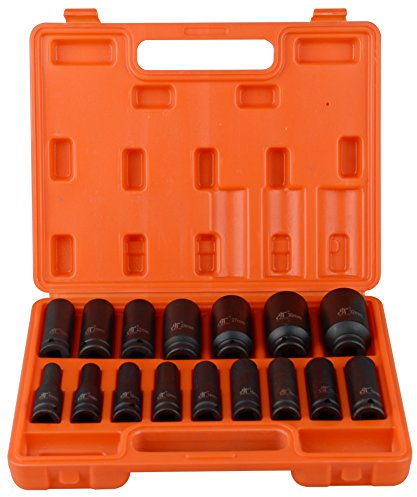 Juego de 16 llaves de impacto de 1/2 con vaso profundo métrico, tuerca H78 de 10-32 mm para coche, garaje, mecánico