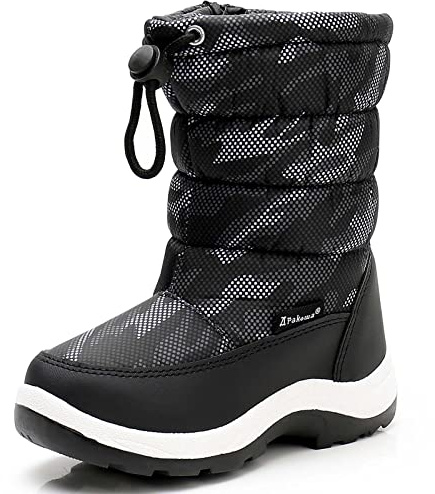 Apakowa New Kids Boys Cold Weather Snow Boots (Toddler/Little Kid) (Color : Grey/black, Size : 7 M US Toddler)