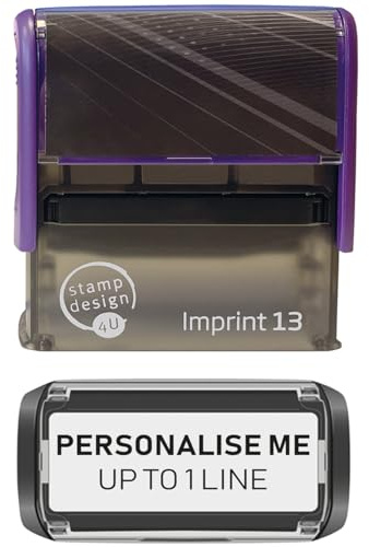 Stamp Design 4U Imprint 13 58x22mm 1 Line Personalised Stamp Premium Custom Made Self-Inking Business Address Rubber Stamp with Black Ink