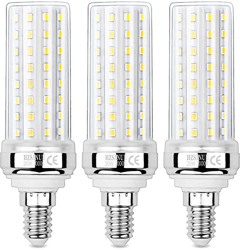 HZSANUE LED Lampadina Mais 20W, E14 Piccole Vite Edison Lampadina, 3000K Bianco Caldo, 2200LM, 150W Lampadine Incandescenza Equivalenti, Non Dimmerabile, Confezione da 3