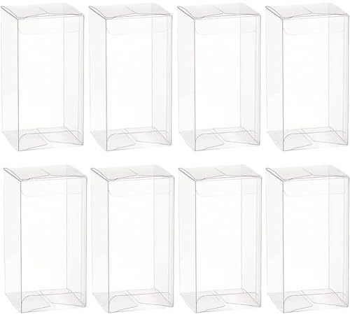 BENECREAT 20 st genomskinlig bröllops- och presentlådor 5 x 5 x 10 cm rektangulär PVC genomskinliga presentaskar för godis choklad alla hjärtans dag presentinslagning