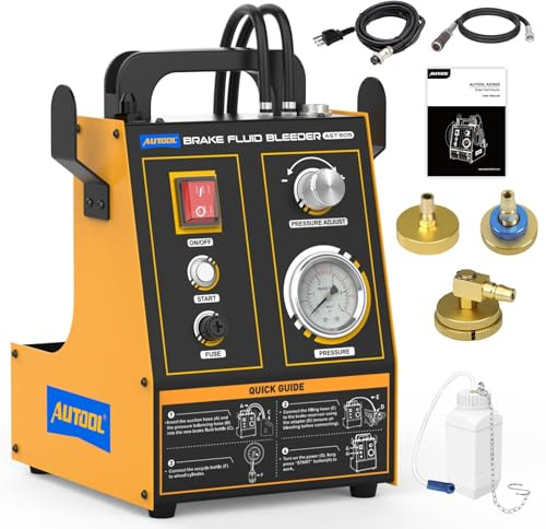 Kit Spurgo Freni Auto 0.6~3 Bar, 220V Spurgo Freni Moto Auto con 3 Adattatori, Kit Spurgo Freni con manometro