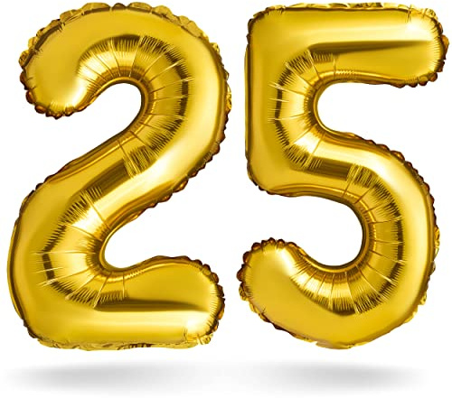 Palloncini numero BALINCO, oro, 40 cm, decorazione compleanno, palloncini anniversario, regalo (set numeri 25)