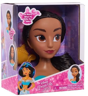 Just Play 2pc Aladdin Girls Mini Styling Head Jasmine Pretend Play Dress Up Set