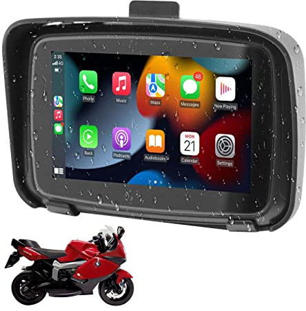 CarPlay inalámbrico y Android Auto Pantalla táctil de 5 Pulgadas Navegador de Motocicleta IPX7 Conexión Bluetooth Impermeable para Motocicleta