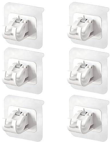 Soportes de Barra de Cortina Autoadhesivos,6 Piezas Soportes para Ganchos de Cortina Soporte Barra Cortina Sin Taladrar para Sala de Estar, Dormitorio, Baño, Hotel (White)