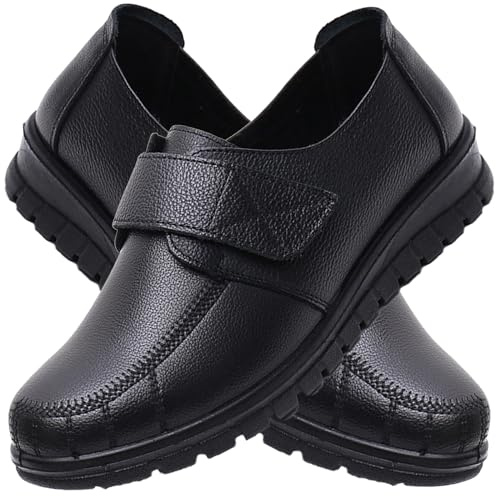 Scarpe per Anziani Donna Scarpe Comode per Camminare Seamless Scarpe da Ginnastica Donna Scarpe da Ginnastica in Pelle Impermeabile Comode E Casual,Nero,39/245mm
