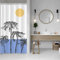 ASDCXZ Palmen Duschvorhang 90x180 cm, Sommer Seaside Tropisch Palmen Pflanzen Sonne Blau Ozean Bad Waschbar Schmal Duschvorhänge Polyester Textil Wasserdicht Duschvorhang für Badewanne mit 6 Haken