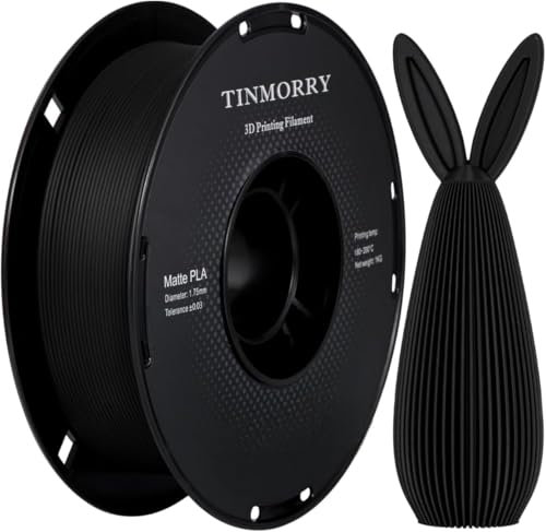 Matt PLA Filament 1.75mm 1kg, TINMORRY Filament PLA 3D Druck Material für 3D Drucker, 1 Spule, Matt Schwarz