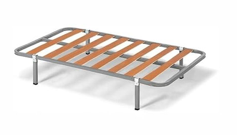 HOGAR24 ES Somier 90x190 cm de Tubo Acerado, Refuerzo Central, Láminas de Chopo y Pintura Metalizada con Tratamiento Anticorrosión, Incluye Juego de 4 Patas